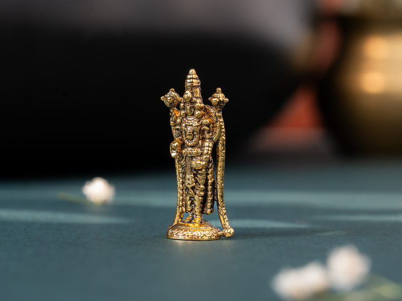 Antique plated Brass Tirupati Balaji Idol. Medium Statue