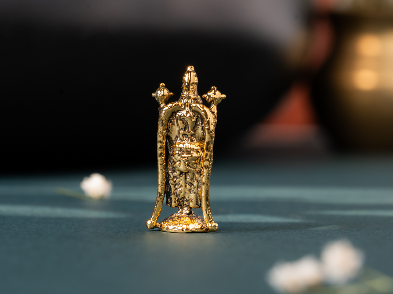 Antique plated Brass Tirupati Balaji Idol. Medium Statue