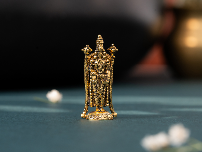 Antique plated Brass Tirupati Balaji Idol. Medium Statue